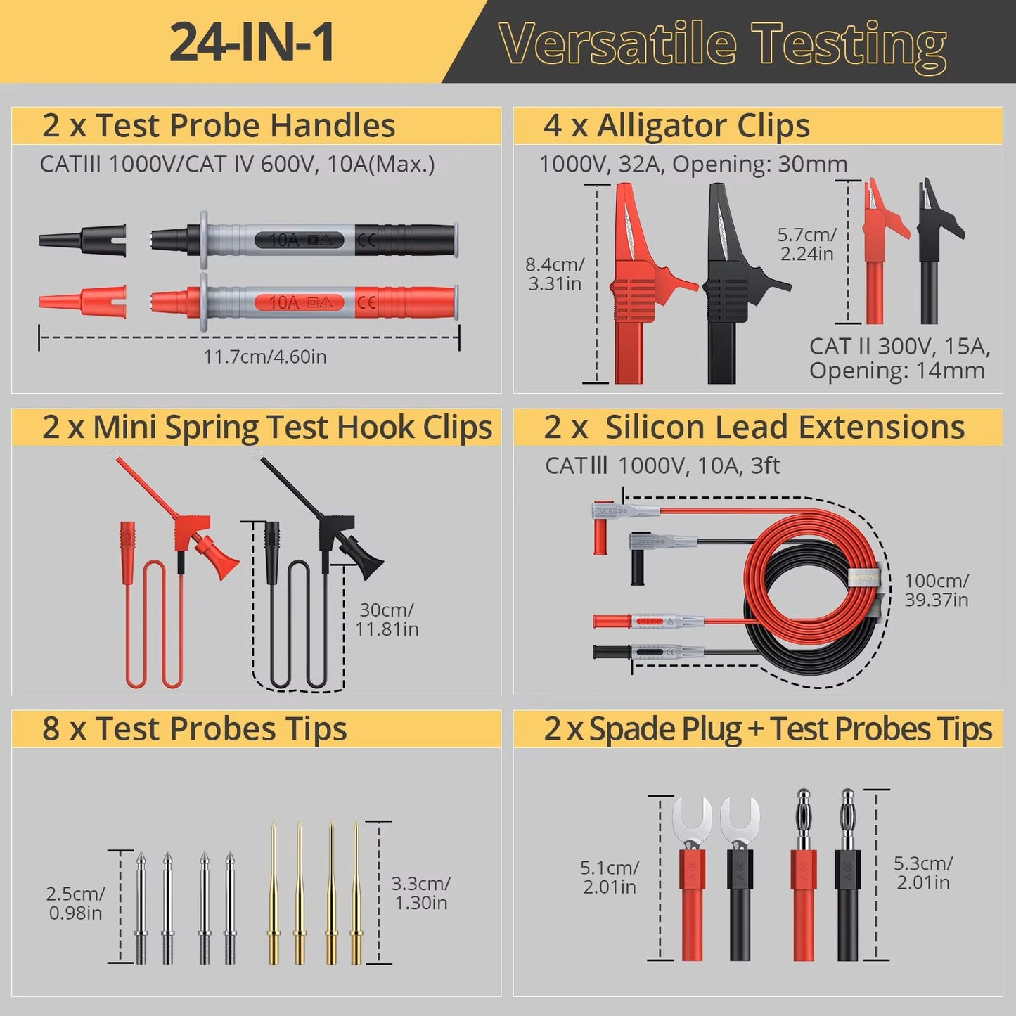 24 Piece Multimeter Test Lead Set