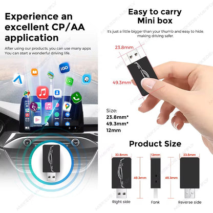 Wireless adapter for Android Auto and Apple CarPlay