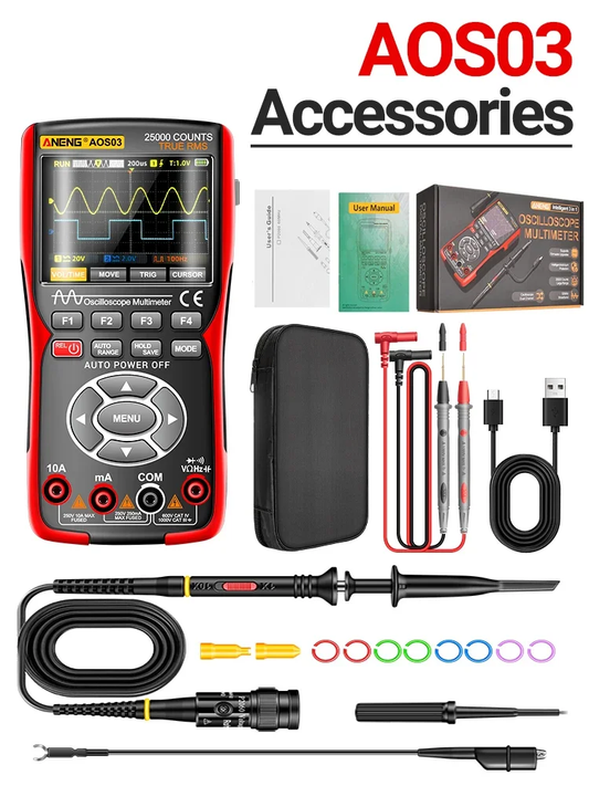 ANENG AOS03 Scope meter: 2 channel 50 Mhz scope - 25,000 count multimeter