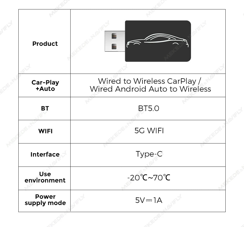 Wireless adapter for Android Auto and Apple CarPlay